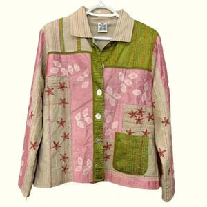 Parsley & sage cotton/silk embellished and  embroidered light weight jacket